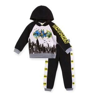 New Batman Boys Holographic Fleece Hoodie and Pants Set 4T